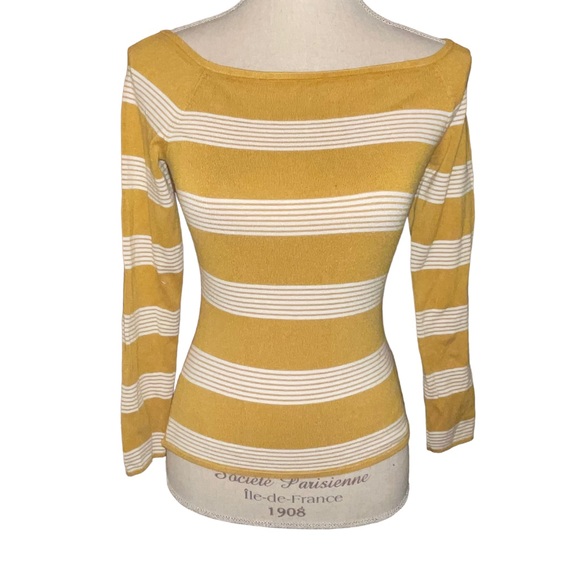 H&M Women’s Long Sleeve Tunic/Sweater Size Medium Mustard With White Stripes - Picture 1 of 6